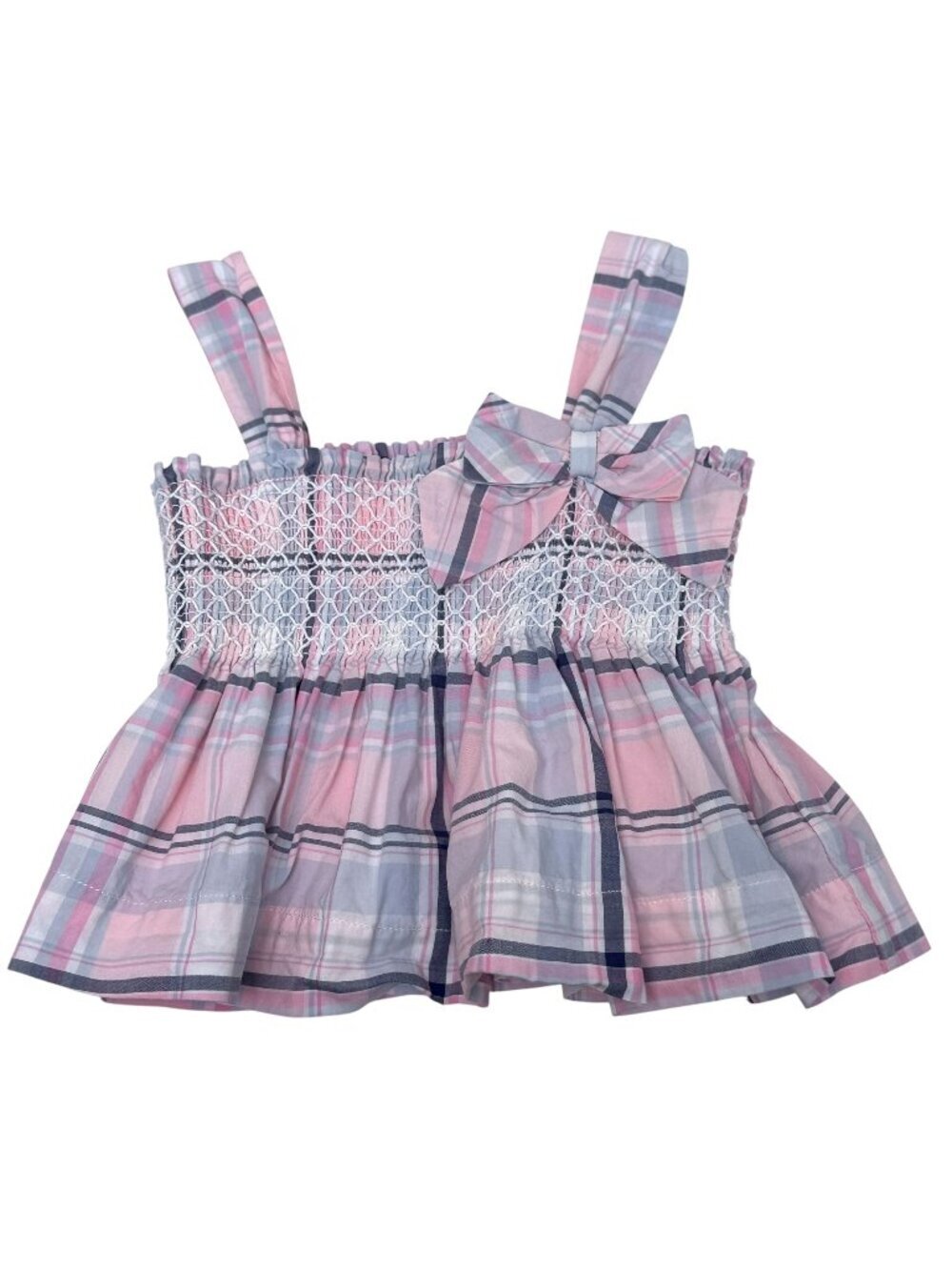 Janie and Jack Smocked Top Baby Girls 3-6 Months Pink Plaid 100% Cotton